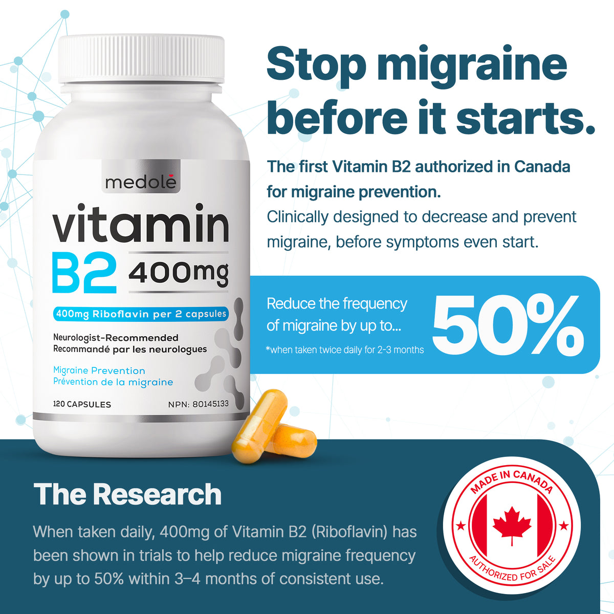 Vitamin B2 400mg for Migraine Prevention
